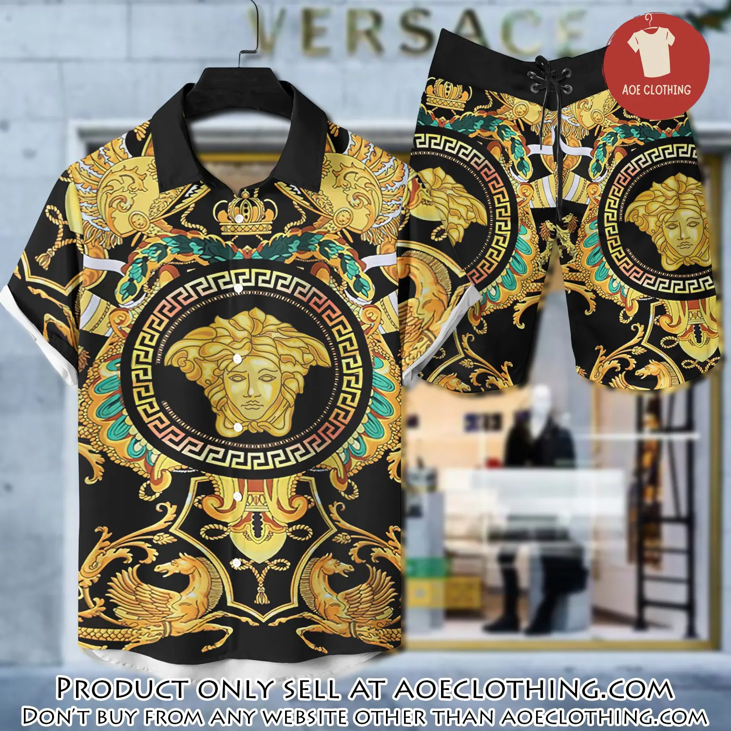 Versace luxury hawaiian shirt & short set lhs1211 aoe1032797